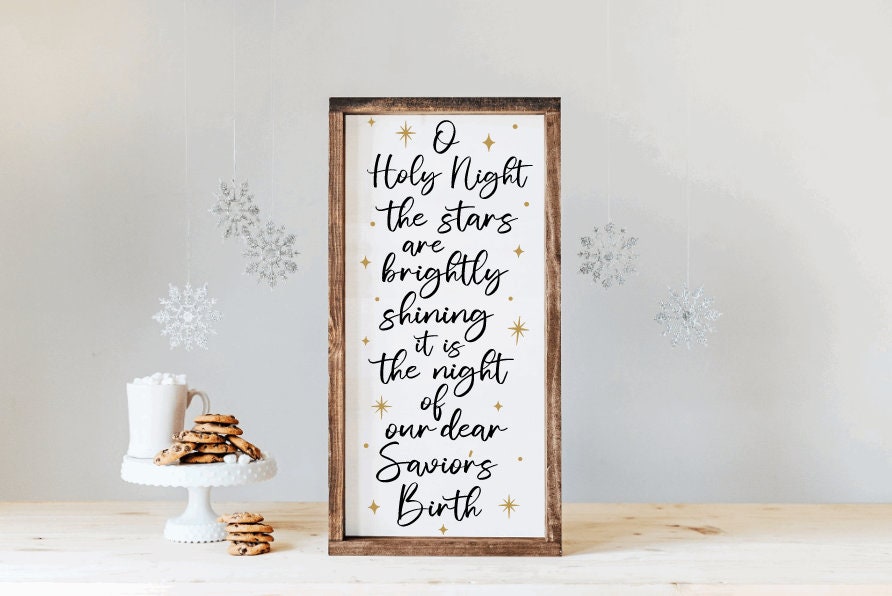  Oh Holy Night - Letras pequeñas en madera con diseño de huella  de madera para decoración de baño, estilo rústico, para bautizo, 29.9 x  29.9 in : Hogar y Cocina