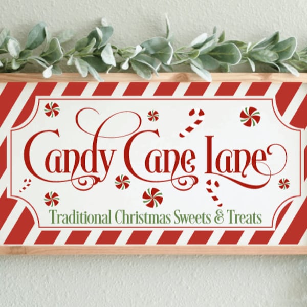 Candy Cane Lane Sign Etsy
