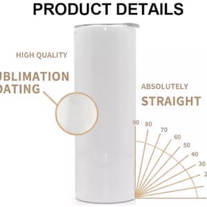 Blank Sublimation Tumbler Tumbler for Sublimation - Blank White Skinny Straight Tumbler with Straws Rubber Bottom