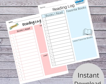 Kinder lesen Log, Sofortiger Download, Lese Chart, Buch Log, Buch Tracker, druckbares Lese Log, Buch Tracker, Buch Aufzeichnungen, Printables