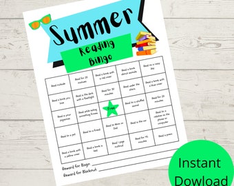 Kids Reading Bingo, Instant Download, Reading Bingo, Summer Bingo, Summer Reading Bingo, Printable Reading Bingo, Bingo Reading, Printables