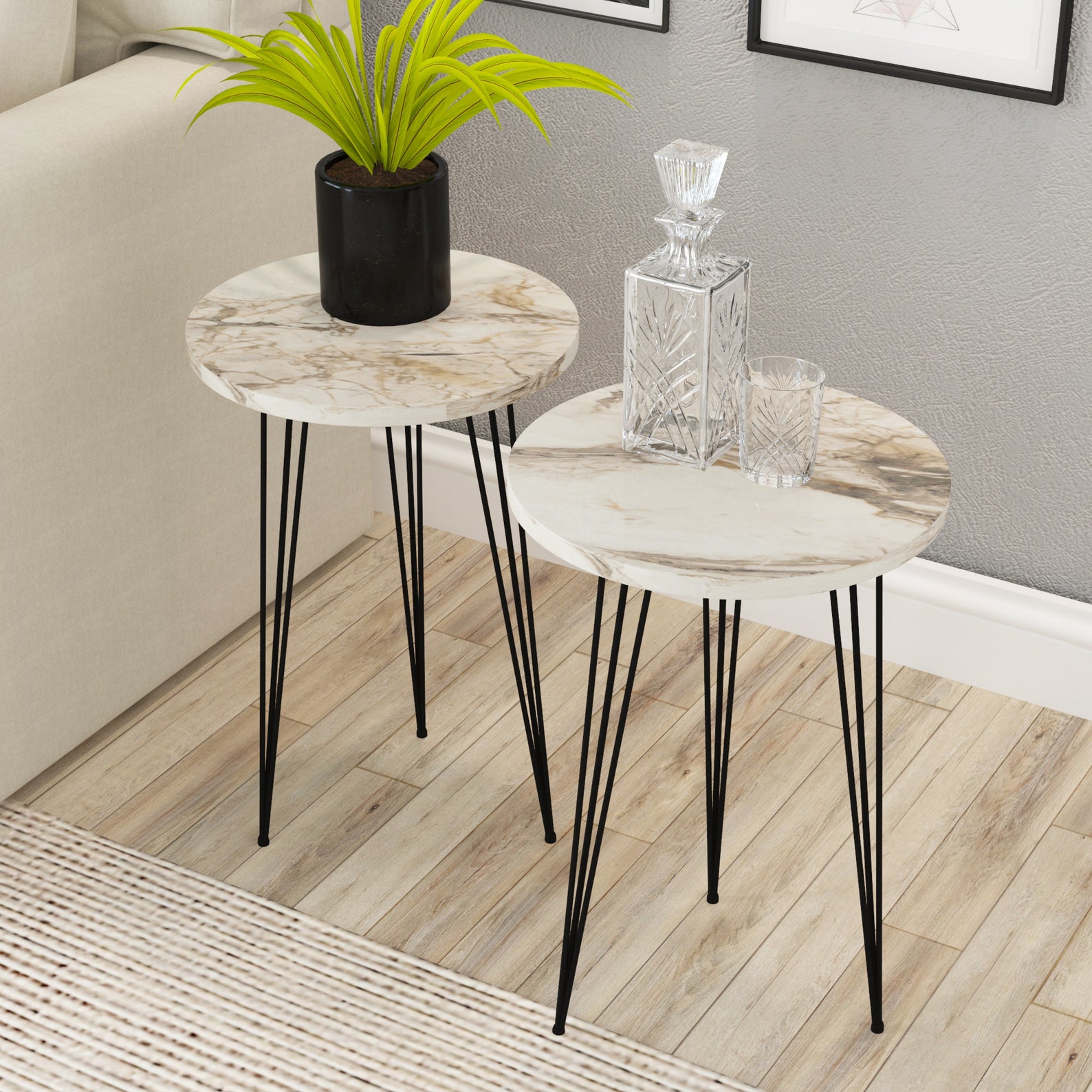 Set of 2 Side End Tables PAK Home Round Wood Stacking Coffee Etsy