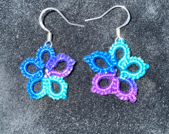 Tatted Star Floral Earrings