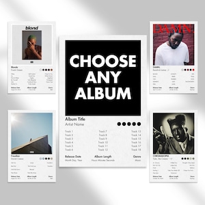 Custom Album Tracklist Poster - Request Any Album - Album Cover Poster - Album Wall Art - Music Album Poster - Wall Art - Digital Download