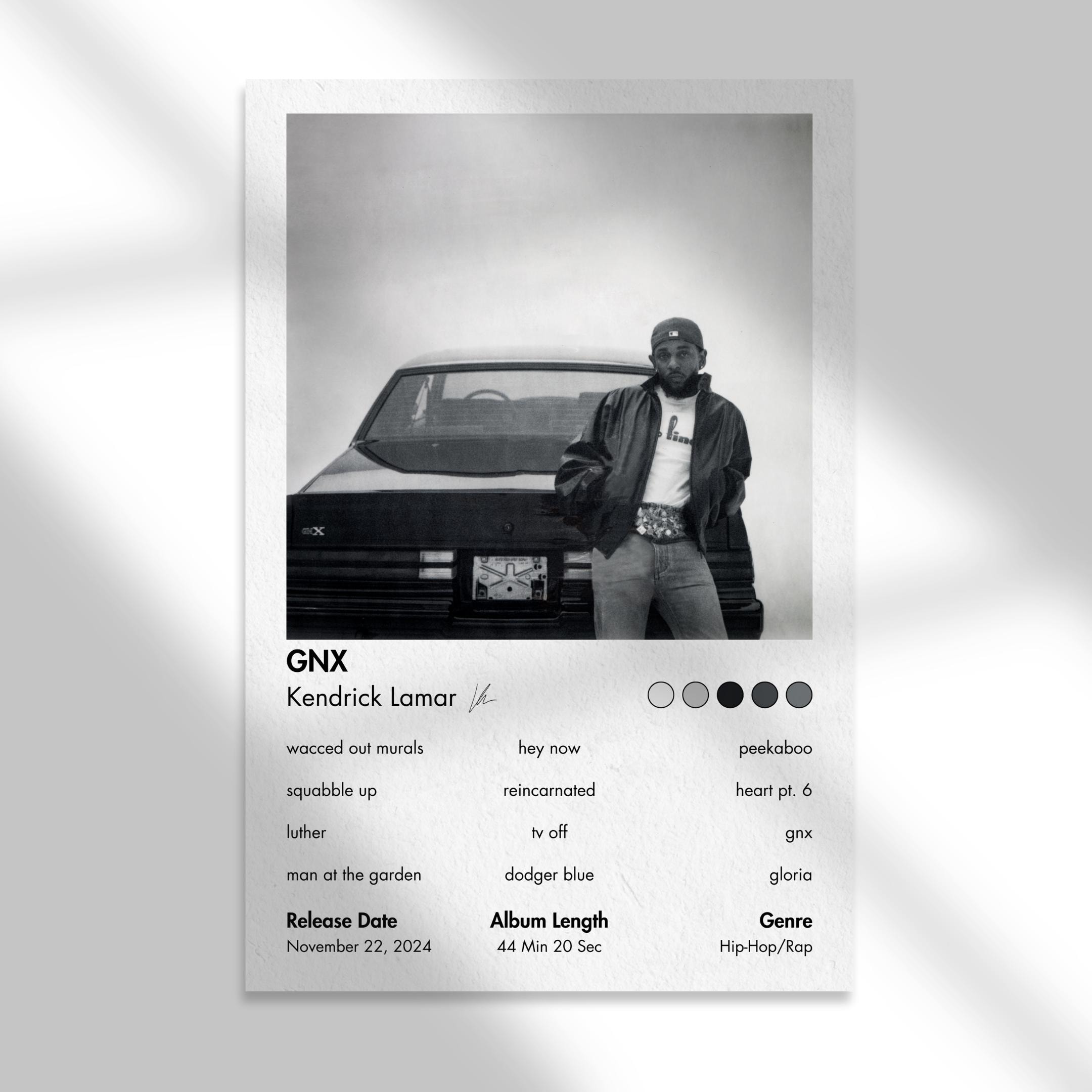 Kendrick Lamar GNX Album Tracklist Poster - Kendrick Lamar