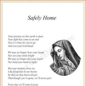 Safely Home Poem | In Loving Memory Poem Print, Poem for Loss of Loved One, Gift for Loss | Digital PDF