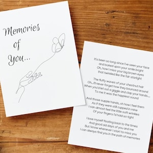 Cartão postal com poema memorial | Lembrança sentimental com palavras sinceras, presente de luto, cartão de condolências, presente em memória, perda de um ente querido