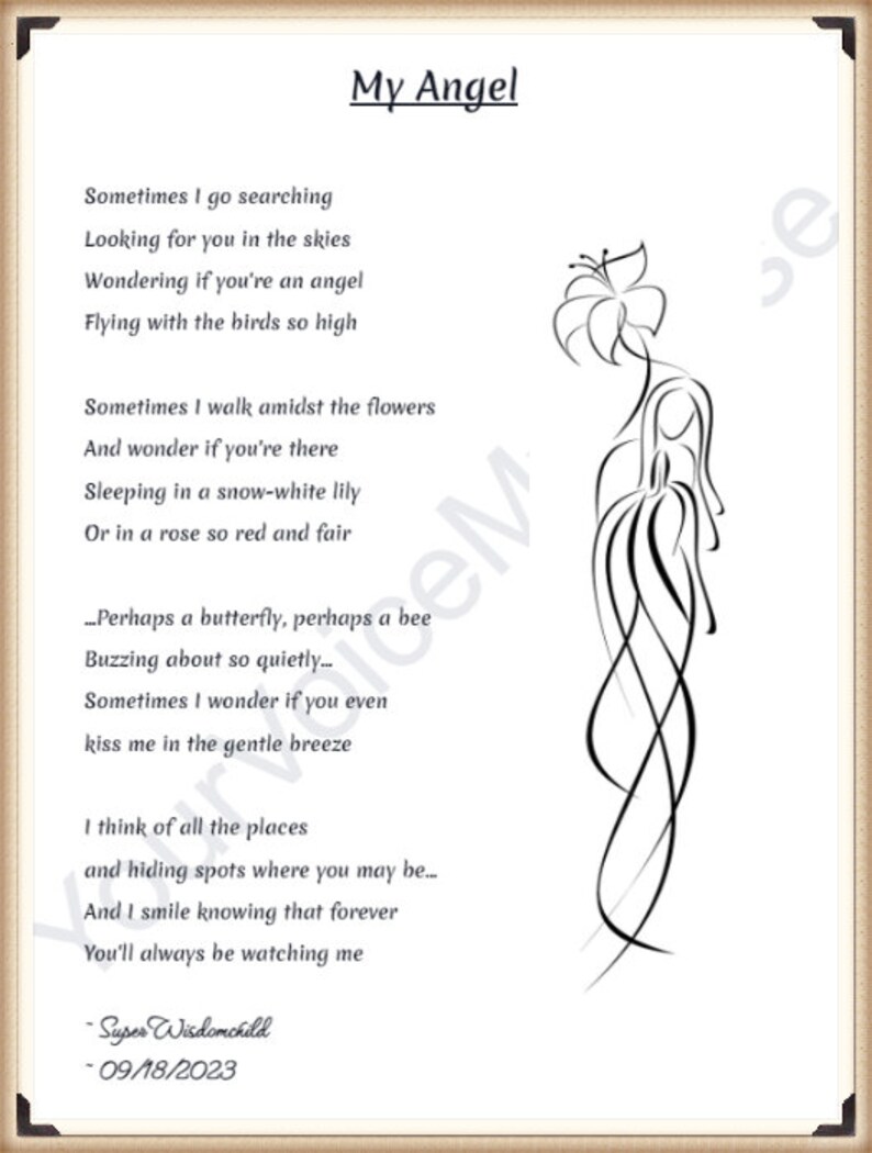 My Angel Poem | Funeral Poem, Poem of Loss, Poem for Loved One ...