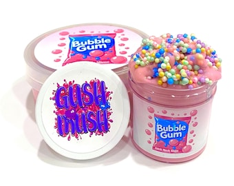 Bubble Gum Scented Glossy Floam Slime with Foam Beads: DIY Candy Toppings