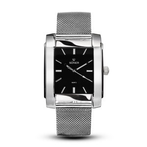 Legacy Paramount - Men's watch | Square watch | Quartz watch | Retro watch | Dress Watch | Gifts for him - black dial & polished steel