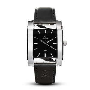 Legacy Paramount - Men's watch | Square watch | Quartz watch | Retro watch | Dress Watch | Gifts for him - black dial & polished steel