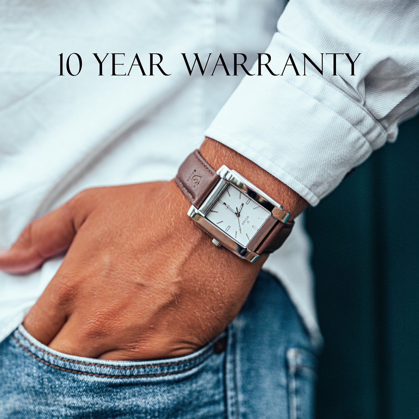 Man Square Watch in Stainless Steel With White Dial - Tank Man Square Watch in Stainless Steel With White Dial - Tank