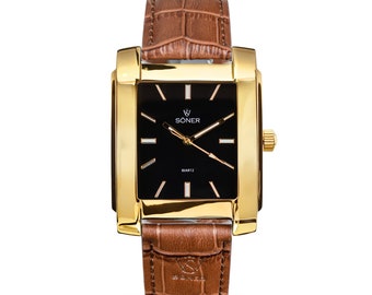 Goldene Herrenuhr, goldene Herrenuhr, Vintage goldene Uhr, Golduhr für Männer, Goldarmbanduhr, Herrengolduhr, Cartier - Personalisieren Sie Ihre Uhr