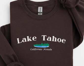 Embroidered Lake Tahoe Crewneck Sweatshirt, Sierra Nevada Sweater
