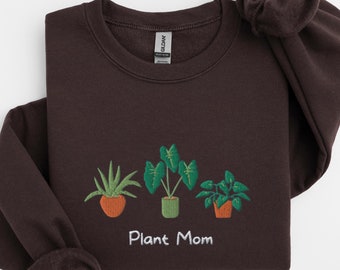 Sudadera de cuello redondo con bordado de Plant Mom