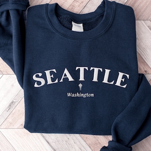 Seattle Washington Sweatshirt, Embroidered Washington Crewneck Sweatshirt, Space Needle Shirt, Embroidered Seattle WA Sweater, Custom Shirt