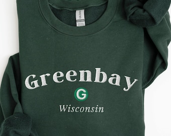 Embroidered Packers Crewneck Sweatshirt, Greenbay Wisconsin Sweater