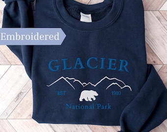 Glacier National Park Sweatshirt, Embroidered Montana Custom Sweater