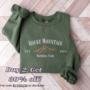 Rocky Mountain Sweatshirt, Custom Embroidered Parks Sweatshirt, National Park Sweater, Embroidered Colorado Sweater, Rocky Mountains Shirt