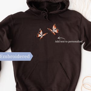 Monarch Butterflies Hoodie, Embroidered Butterfly Custom Sweatshirt