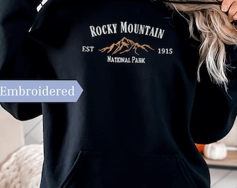 Embroidered Rocky Mountain National Park Hoodie, Unisex Colorado Sweatshirt