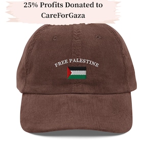 Embroidered Free Palestine Baseball Hat, Corduroy Palestine Flag Hat, Palestine Baseball Cap, Custom Embroidered Dad Hat, Gaza Palestine Cap