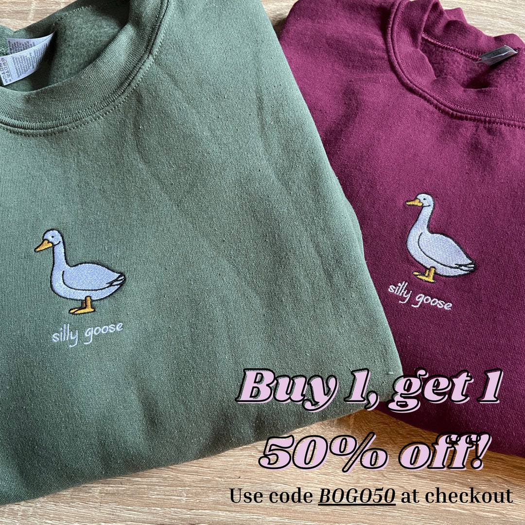 Silly Goose Sweatshirt, Embroidered Goose Crewneck Sweatshirt, Silly Goose Shirt, Funny