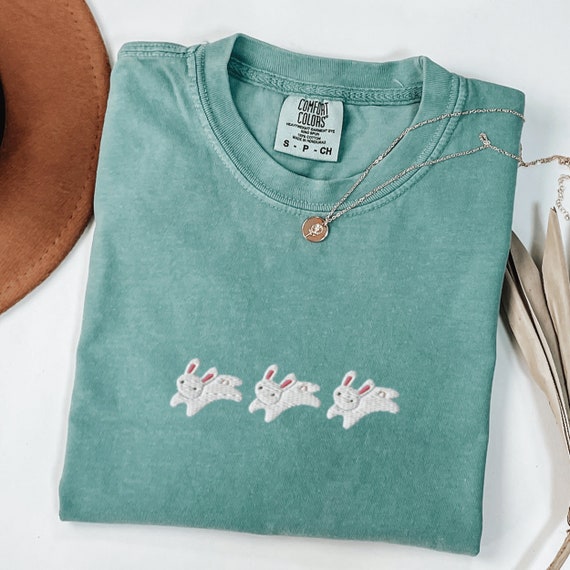 Comfort Colors Embroidered Bunny T-Shirt, Rabbits Shirt