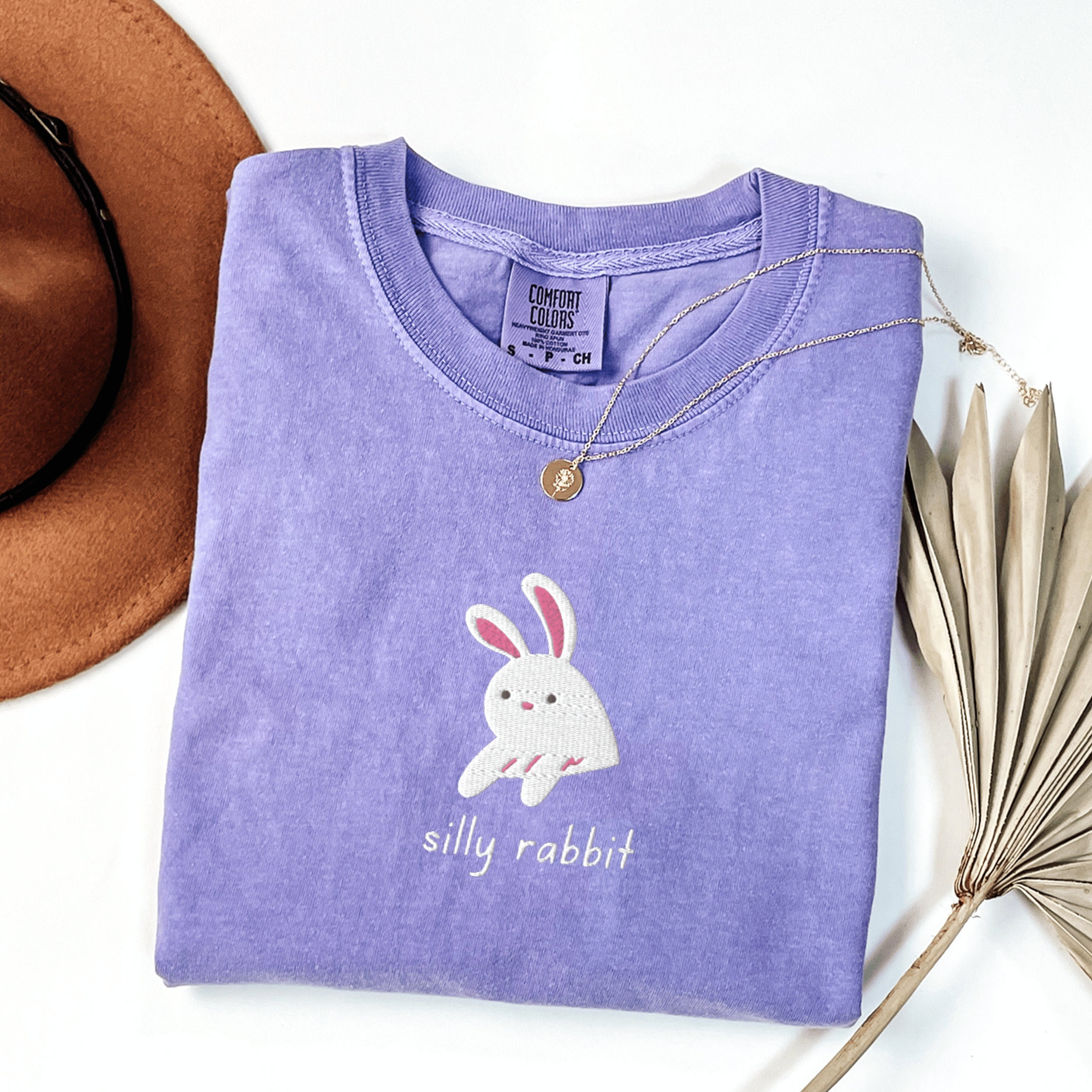 Comfort Colors Embroidered T-shirt, Silly Rabbit Shirt