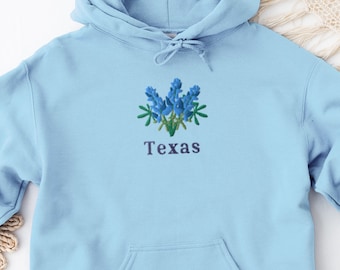 Texas Bluebonnets Hoodie, bestickter Texas Bluebonnets Hoodie, Texas Bluebonnets Shirt, besticktes State Flower Sweatshirt