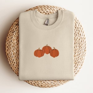 Sand Embroidered Pumpkins Crewneck Sweatshirt
