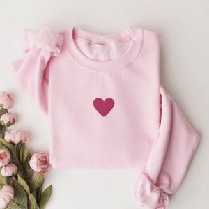 Embroidered Heart Sweatshirt, Valentine's Day Crewneck Sweater, Simple Heart Embroidery, Anniversary Gift, Valentine's Day Gift