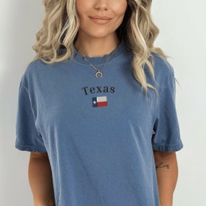 Comfort Colors Texas Flag T-Shirt, Embroidered Texas State Flag Shirt, Lone Star Texas Shirt, Embroidered State Flag T-Shirt, Custom Shirt