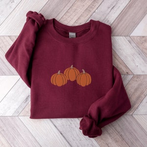 Maroon Embroidered Pumpkins Crewneck Sweatshirt