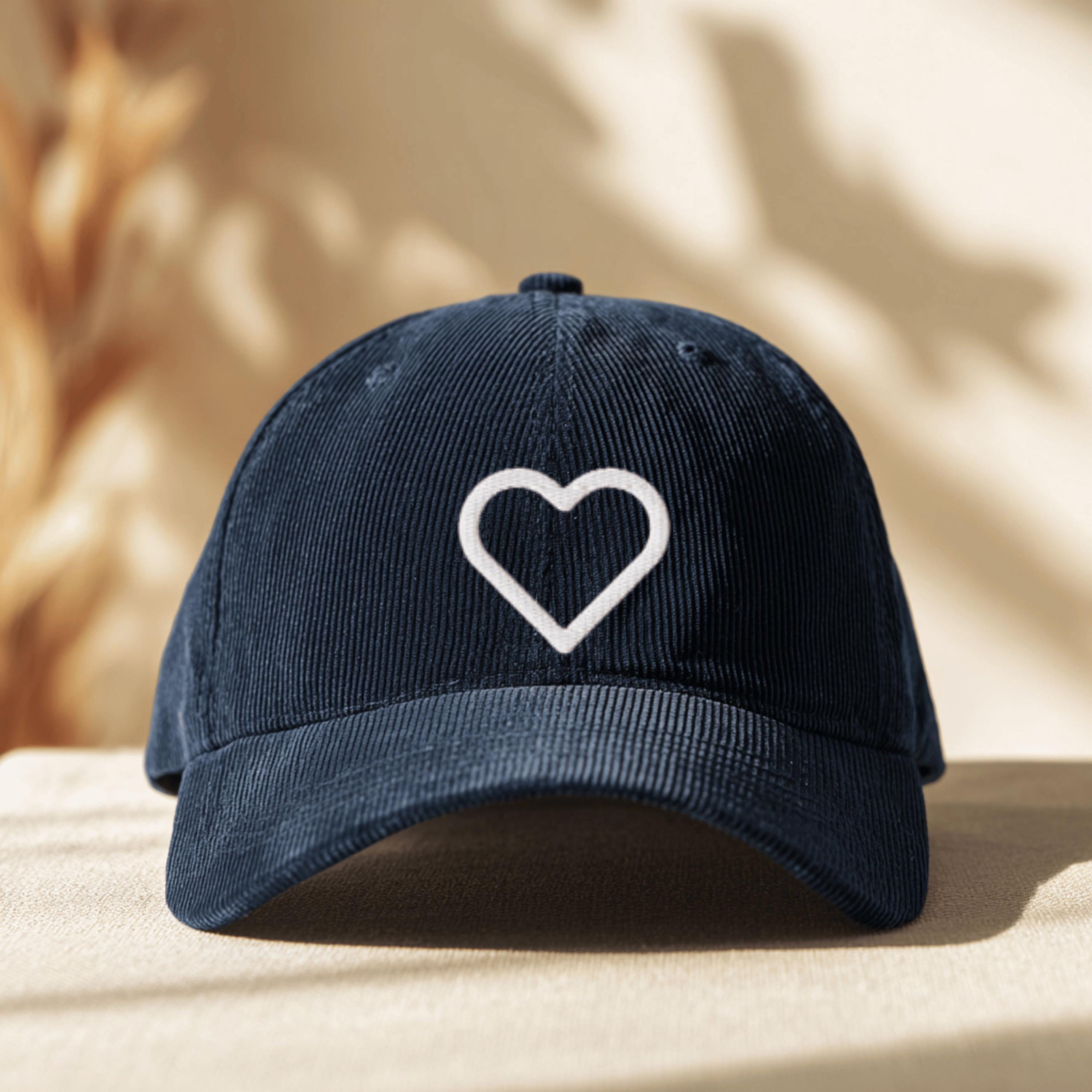 Embroidered Heart Corduroy Baseball Hat - Etsy display picture 2