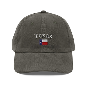Embroidered Texas Flag Baseball Hat, Corduroy Texas Flag Hat, Texas Baseball Cap, Custom Embroidered Dad Hat, Vintage TX Flag Cap