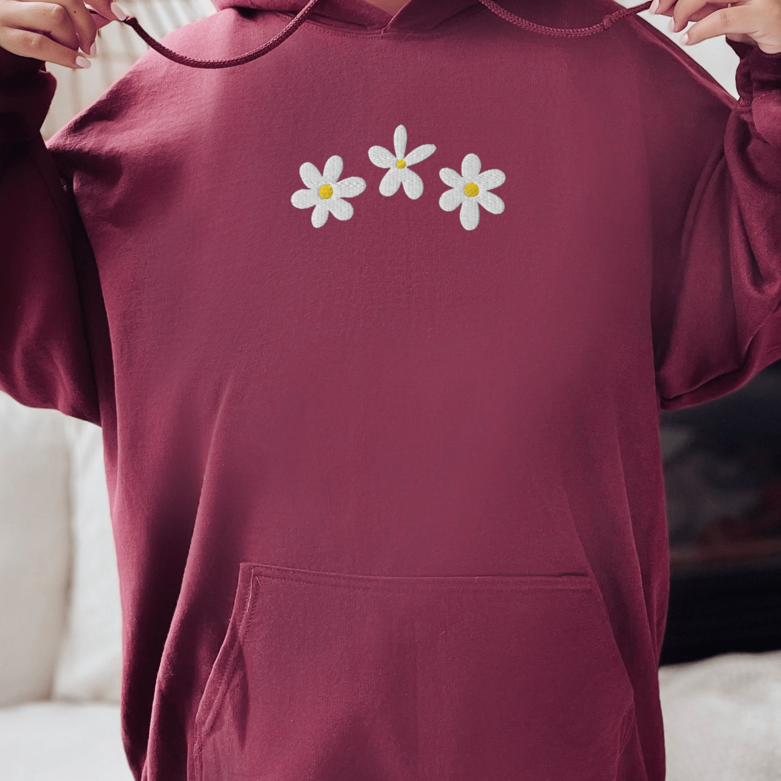 [GRAVER]★PURPLE DAISY FLOWER SMILE SWEATSHIRT Back Purple Daisy Flower Smile Hoodie - GRAVER | 60% - Asian
