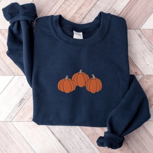 Navy Embroidered Pumpkins Crewneck Sweatshirt