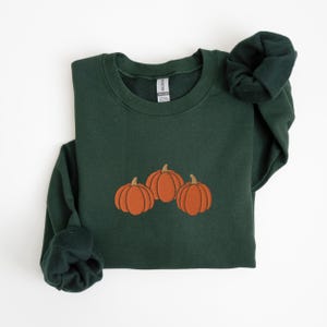 Forest Green Embroidered Pumpkins Crewneck Sweatshirt