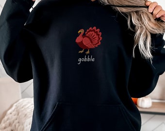 Geborduurde kalkoenhoodie, Thanksgiving-sweater