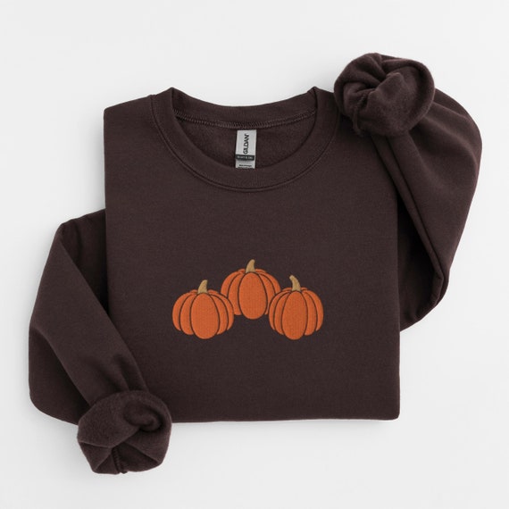 Embroidered Pumpkins Sweatshirt, Autumn Sweater