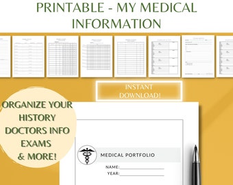 Printable My Medical History / Medical Binder Templates / Organize Medication, Doctor Info, Labs, Medical History