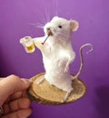 Taxidermy smoking drinking beer drunk mouse funny gift for him her