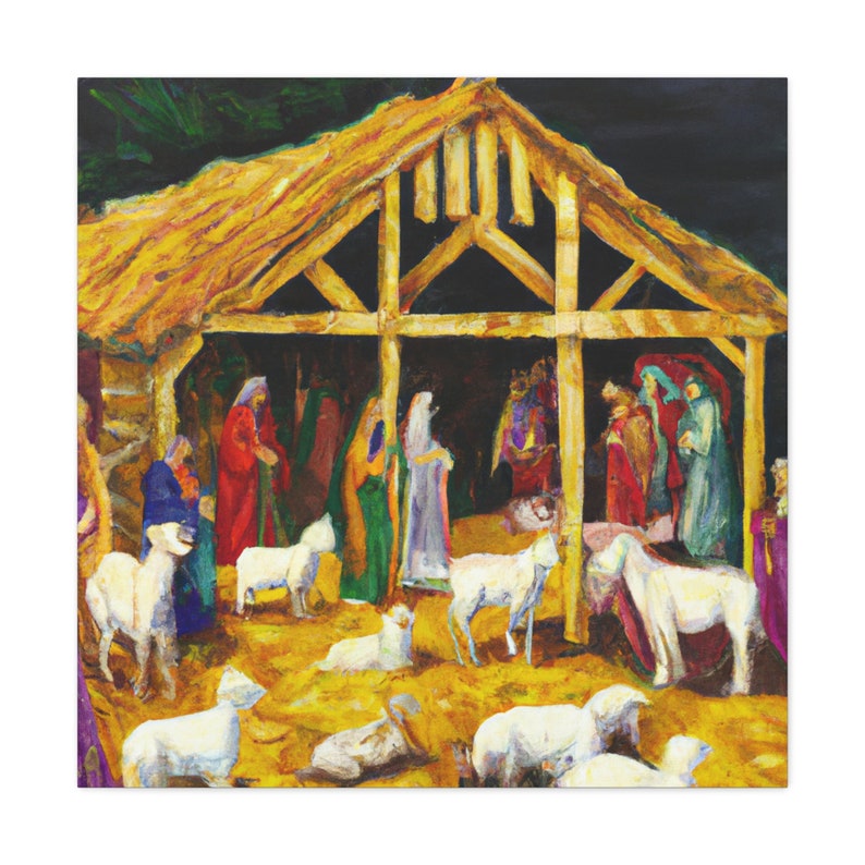 Baby Jesus Manger Scene Canvas - Etsy