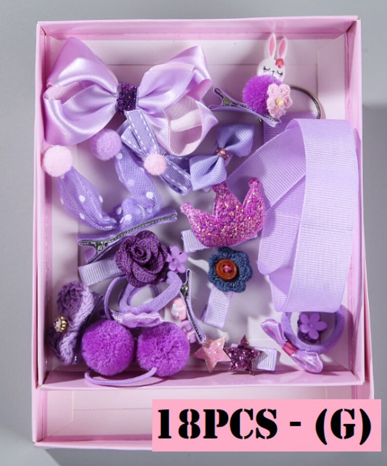 Hair Accessories Gift Set 18 PIECES, Girl Hair Ties, Hair Clips