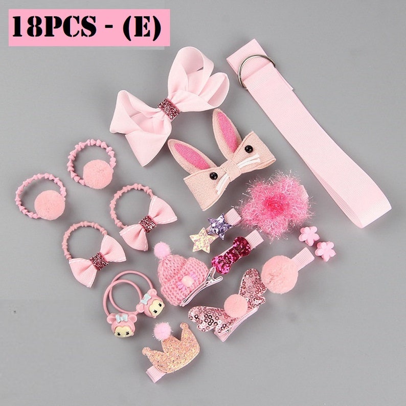 Hair Accessories Gift Set 18 PIECES, Girl Hair Ties, Hair Clips
