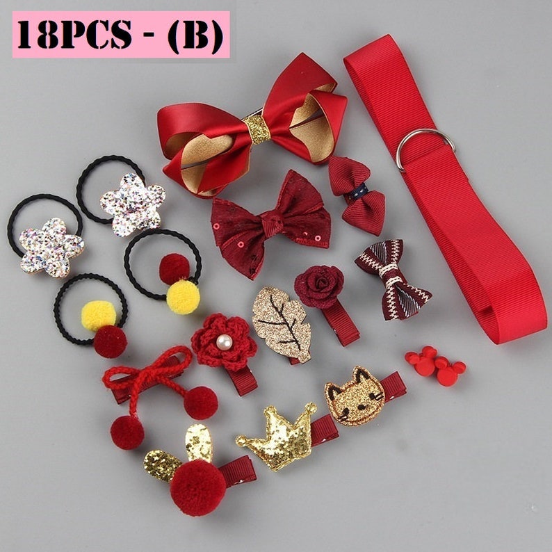 Hair Accessories Gift Set 18 PIECES, Girl Hair Ties, Hair Clips