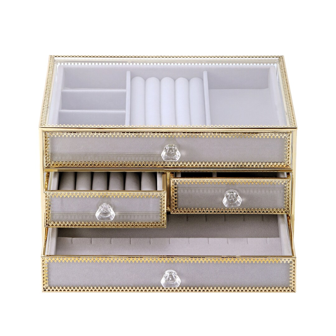 Glass Jewelry Organizer STACKABLE 4 Drawers Jewelry Etsy