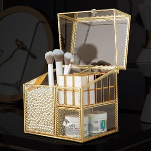 Makeup Organizer 360 Rotating Cosmetic Puff Storage Box Storage Box Cotton  Pad Holder Cotton Swab Holder Multi-layer Dustproof
