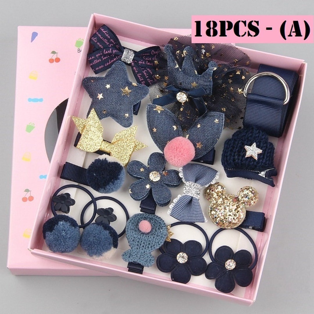Hair Accessories Gift Set 18 PIECES, Girl Hair Ties, Hair Clips